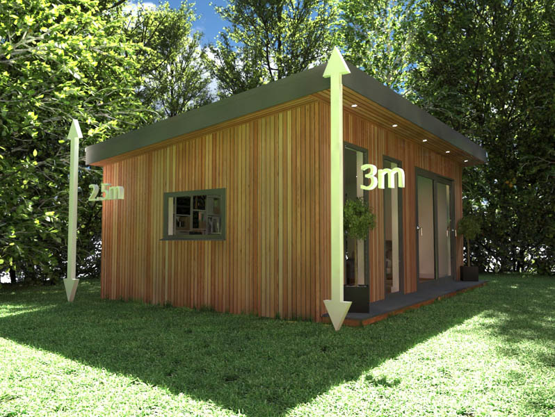 Mono pitched garden rooms can be a maximum of 2.5m at the eaves and 3m at the ridge